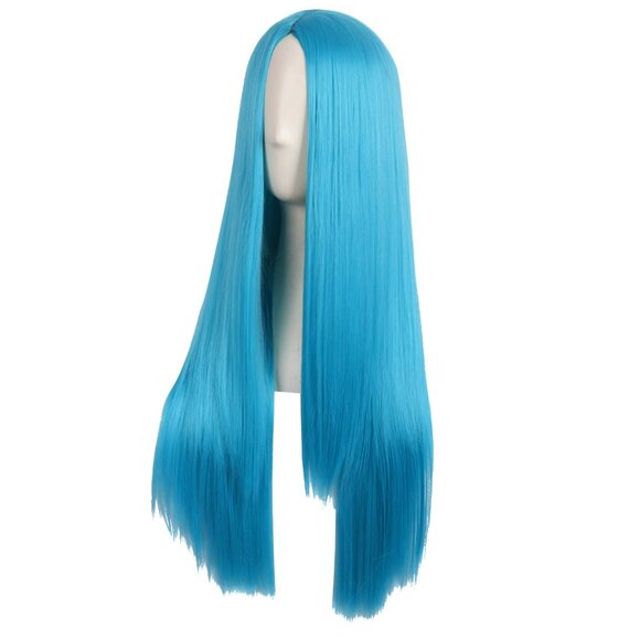 Women Special Long Straight Synthetic Wig Cyan Blue - Picture 3 of 4